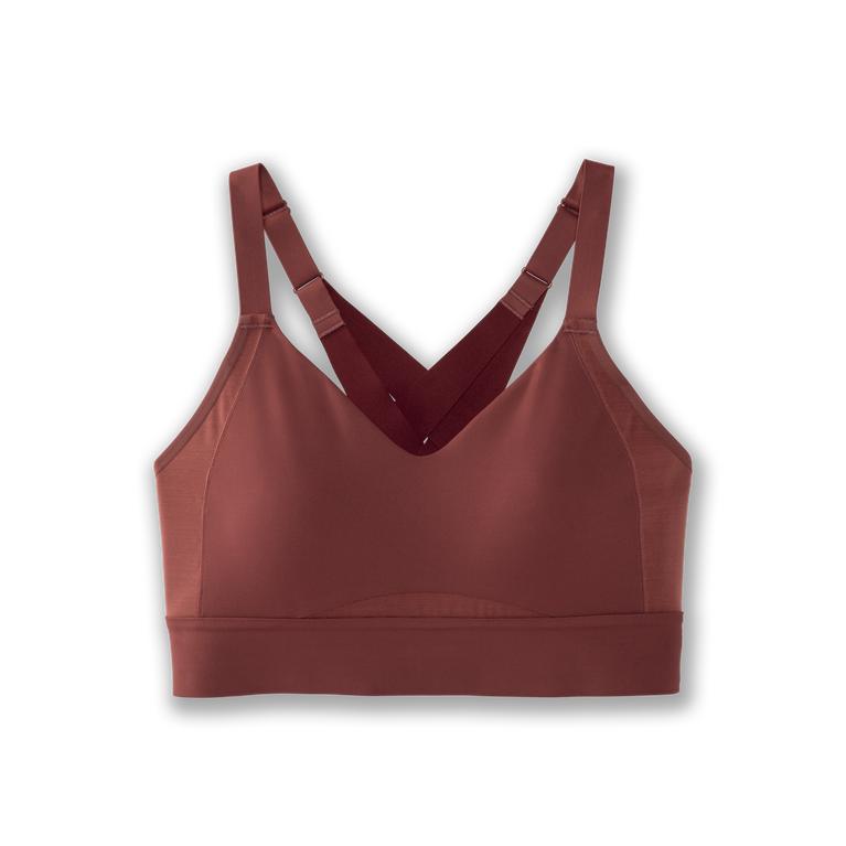 Brooks DRIVE INTERLACE Running Bra Womens Outlet - Burgundy/Terracotta (EBC340195)